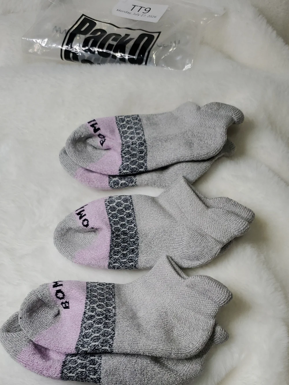 Bombas Low-Cut Athletic Socks in Light Gray and Lavender